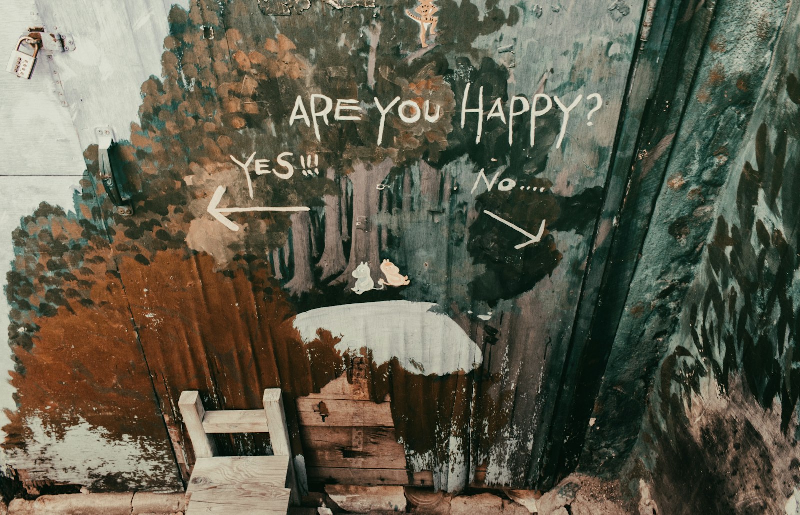 Graffiti mit der Frage Are you happy an einer Wand