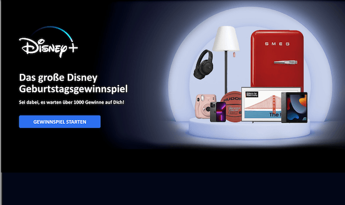 Disney+ Geburtstags-Gewinnspiel: Über 2.000 Preise inklusive SMEG-Kühlschrank und Elektronik.