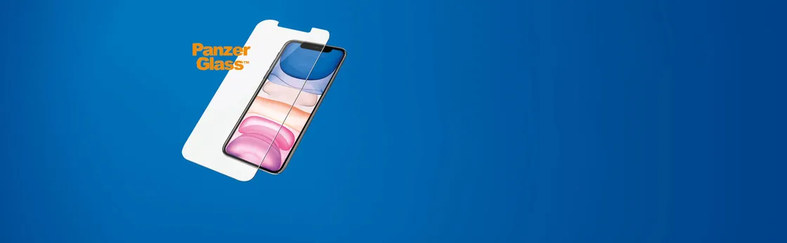 Loyalty-App auf Smartphone mit transparenter Schutzfolie vor blauem Hintergrund
