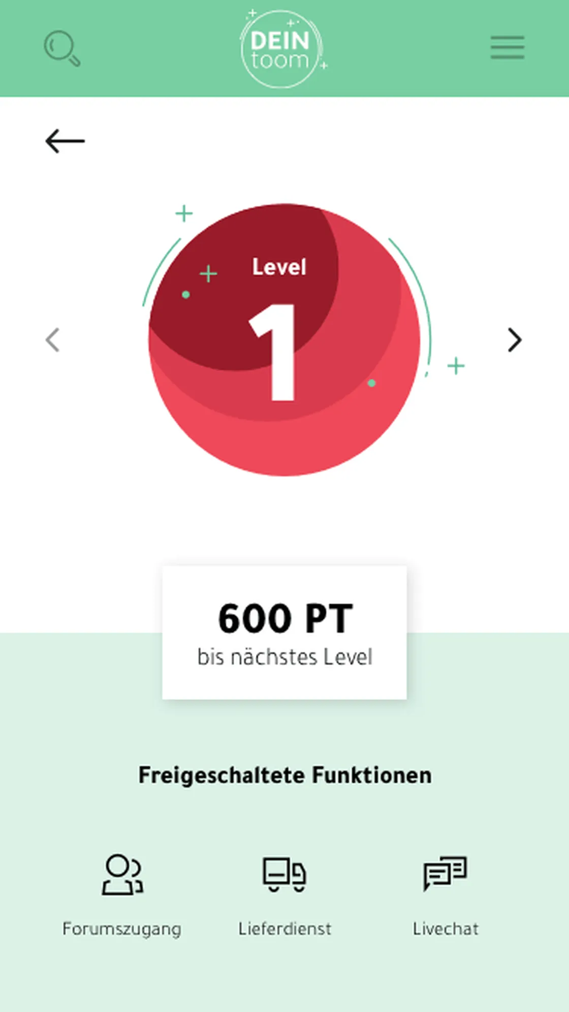 Level-1-Abzeichen mit freigeschalteten Funktionen