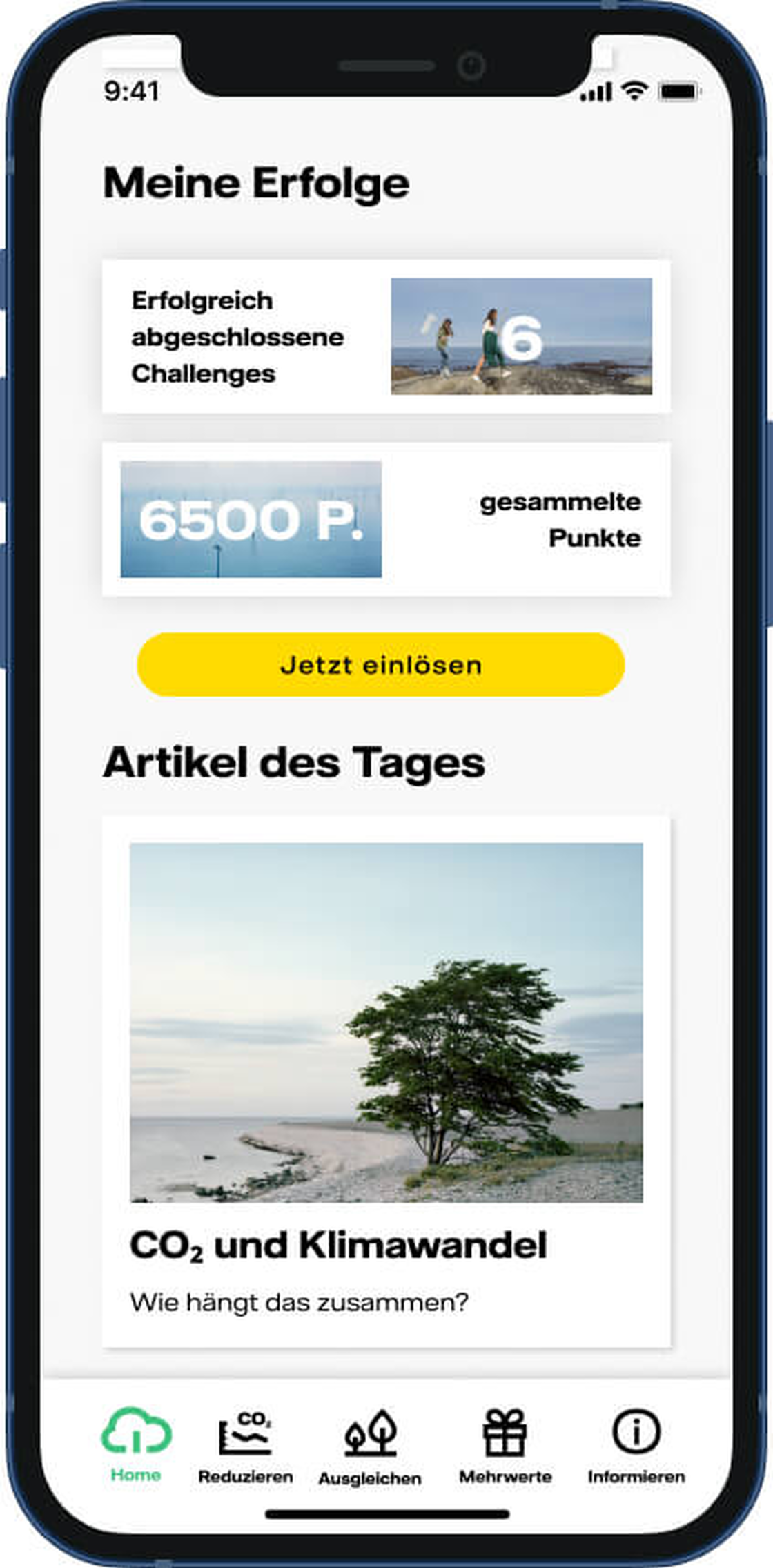 Naturate-App: Meine Erfolge mit Punktestand und Artikel des Tages