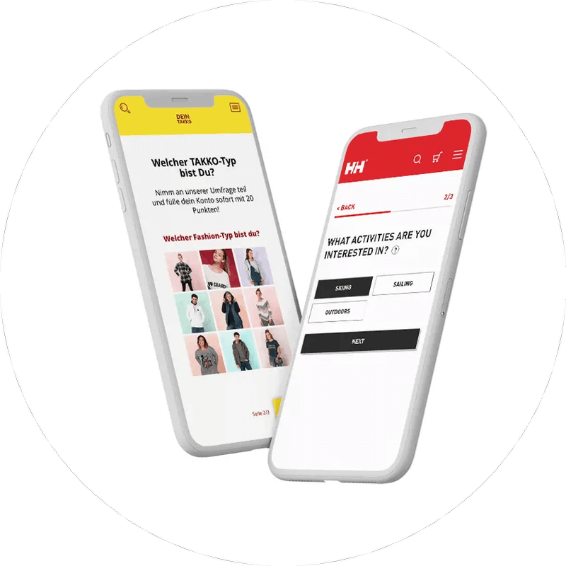 Loyalty-Programme: Zwei Smartphone-Mockups mit Onboarding- und Entdecker-UI