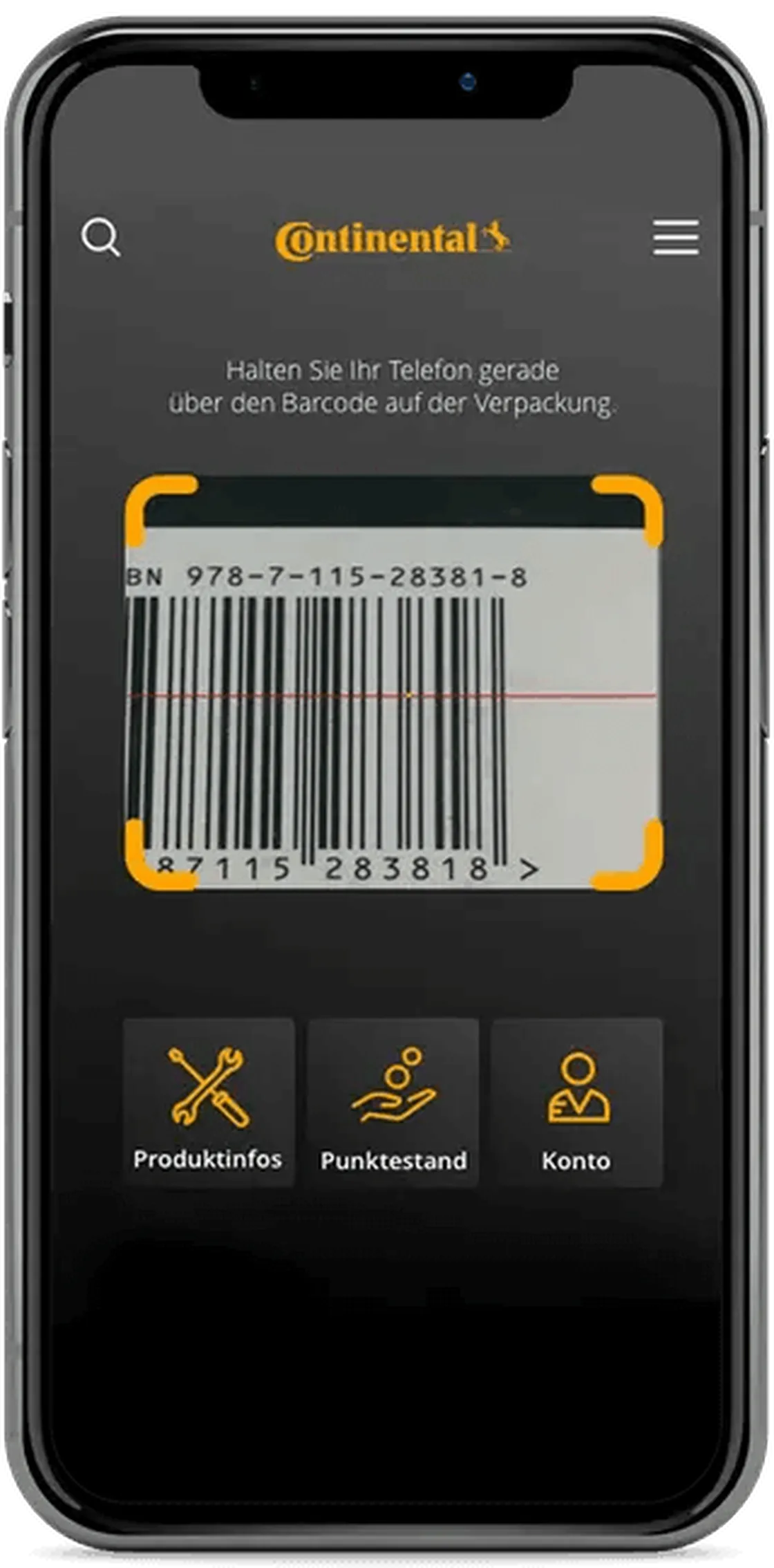 Barcode-Scanner im Prototyp der Continental App