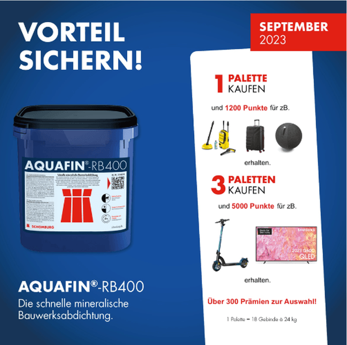 Aquafin RB400: Prämienaktion bei Kauf von 1 oder 3 Paletten