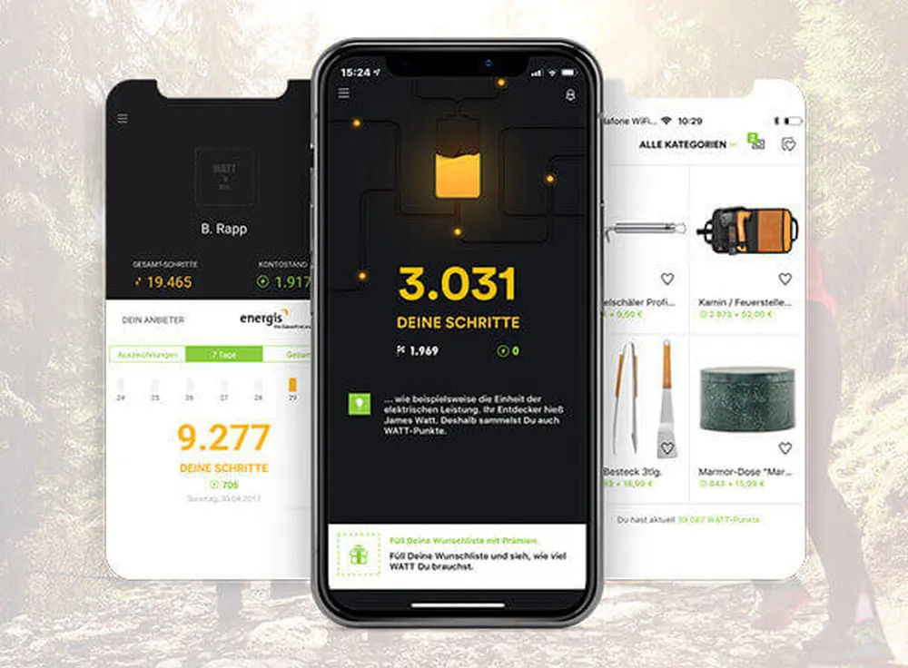 Energis App: Schritte, Fitnessdaten und Outdoor-Belohnungen
