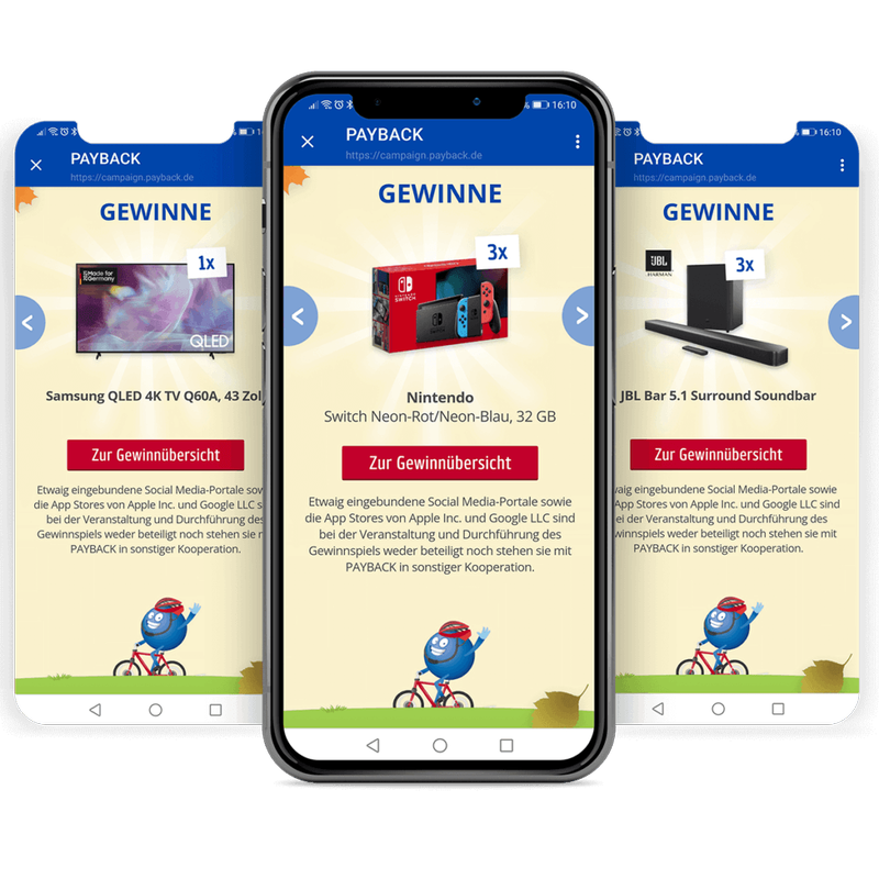 PAYBACK Gewinnspiele auf dem Smartphone mit Top-Prämien