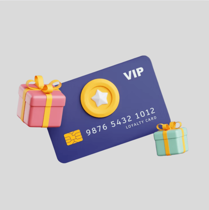 VIP-Karte mit Geschenken und Goldmedaille