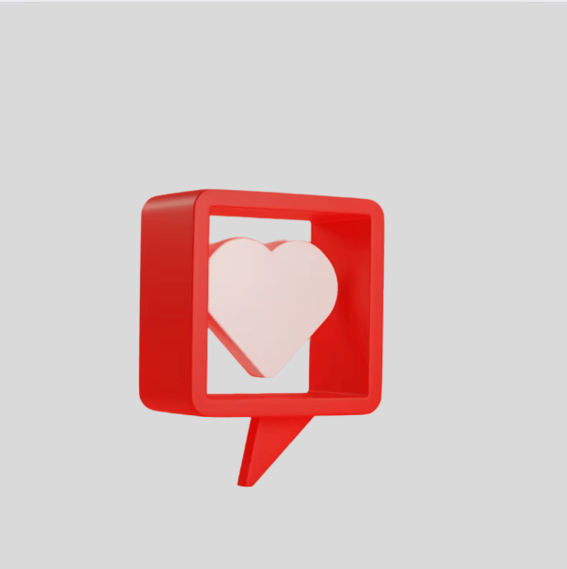 Herz in roter Sprechblase