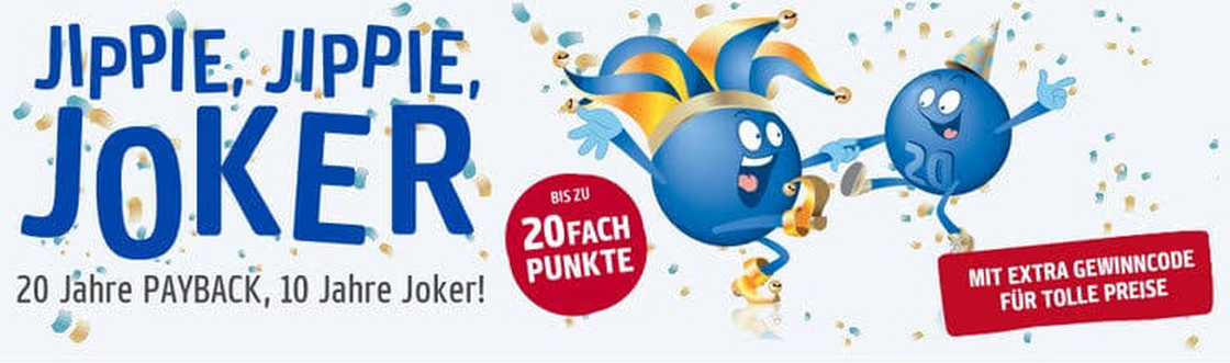 JOKER Jubiläum: 10 Jahre und 20 Jahre PAYBACK, Gewinnspiel mit 20-fach Punkten