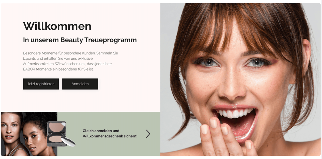Bildschirmfoto einer Loyalty-App mit verschiedenen Benutzeroptionen und einem ansprechenden Design