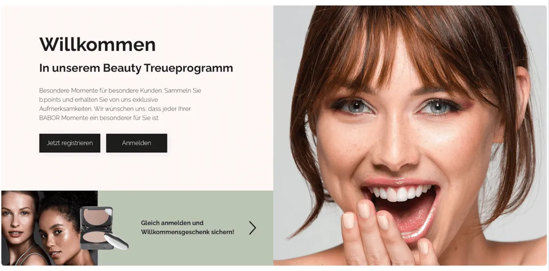 Bildschirmfoto einer Loyalty-App mit verschiedenen Benutzeroptionen und einem ansprechenden Design