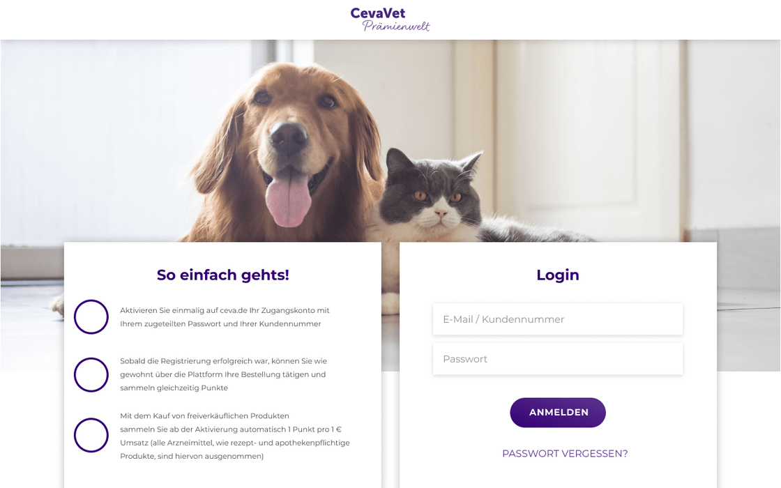 Login für Tierhalter mit Hund und Katze