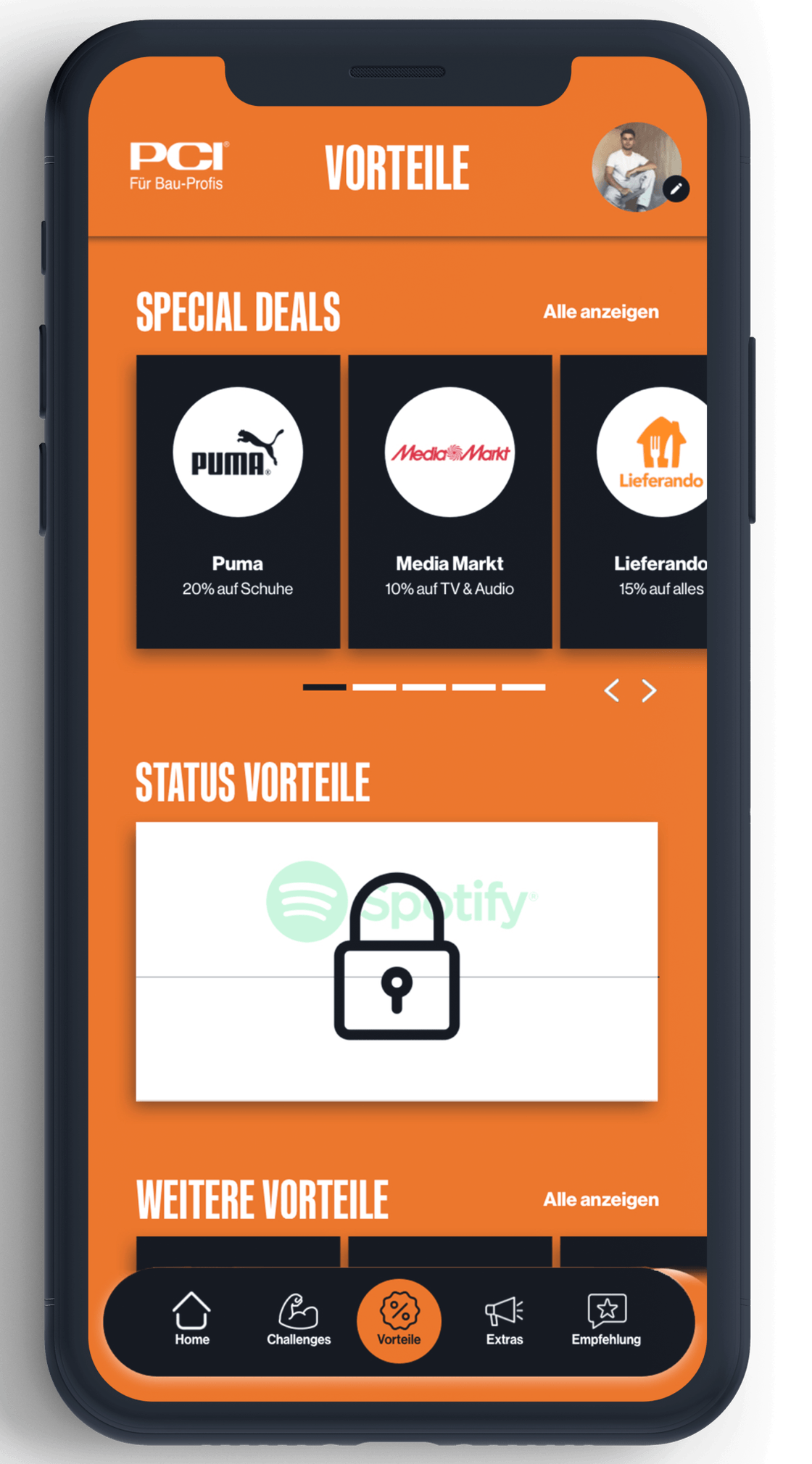 PCI App Vorteile: Sonderangebote und Partner-Logos