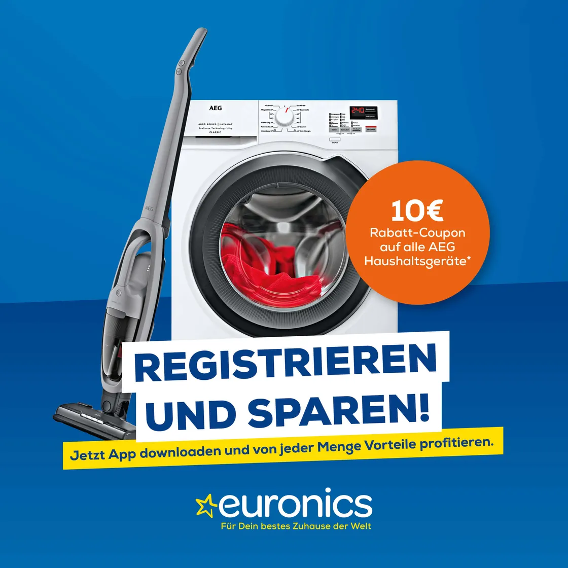 10 € AEG-Rabatt bei Registrierung, Waschmaschine im Angebot