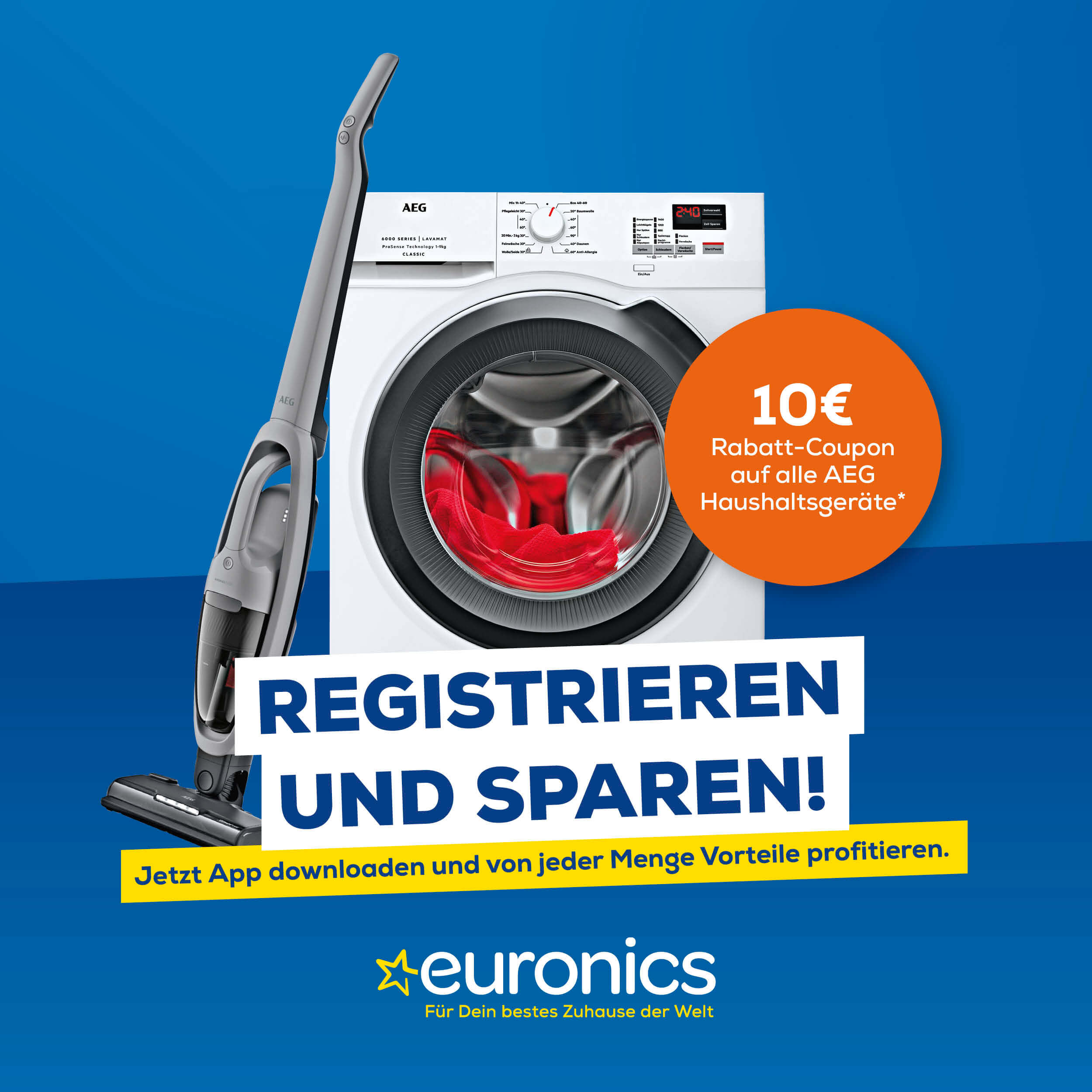 Erfolgreiche Loyalty-App: 10€ AEG-Rabatt bei Registrierung, Waschmaschine im Angebot
