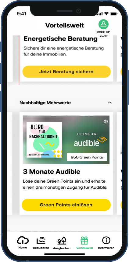 Audible-Angebot: 3 Monate mit Green Points in der Vorteilswelt-App