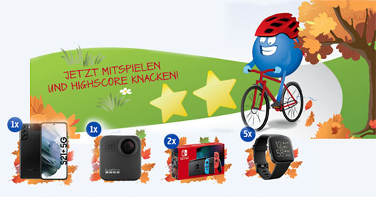 Herbst-Gewinnspiel: Fahrrad-Maskottchen, Preise – Smartphone, Actionkamera, Handheld, Smartwatches