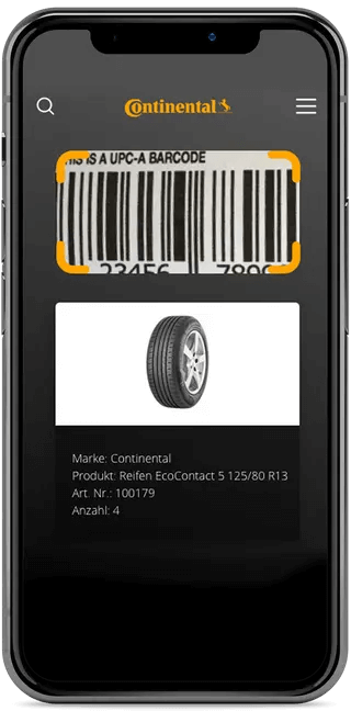 Continental Reifen-Barcode-App: Reifen scannen für Loyalty-Programme