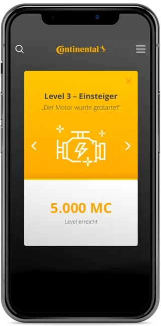 Continental Loyalty-Programme App – Level 3 erreicht, 5.000 MC Punkte