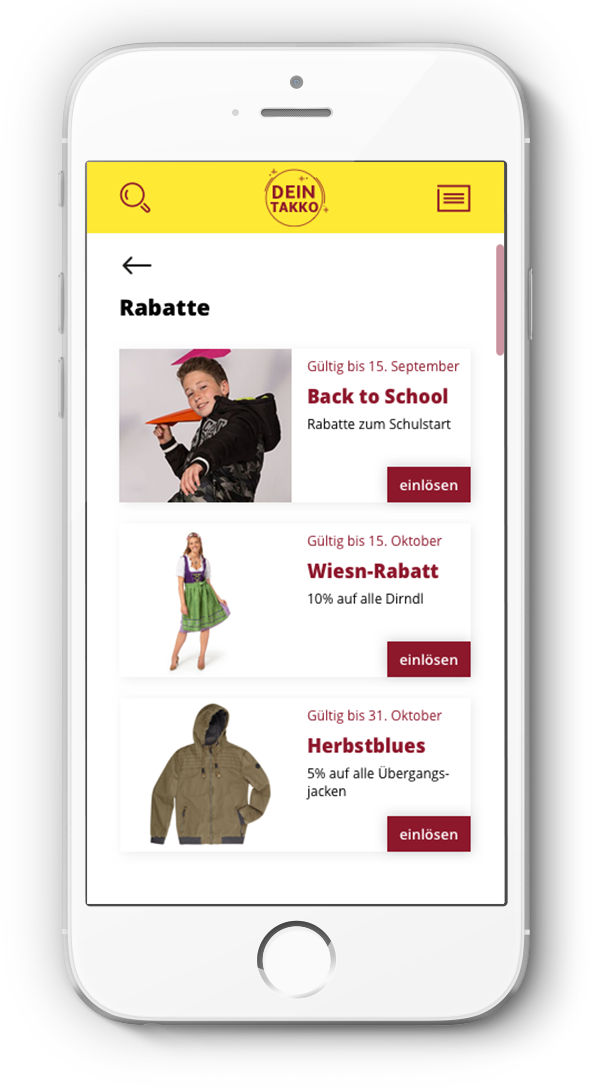 Smartphone-Mockup: Rabatte, Gutscheine und Angebote in Shopping‑App