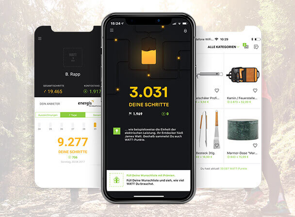 Energis App – Schritte, Fitnessdaten und Outdoor-Belohnungen