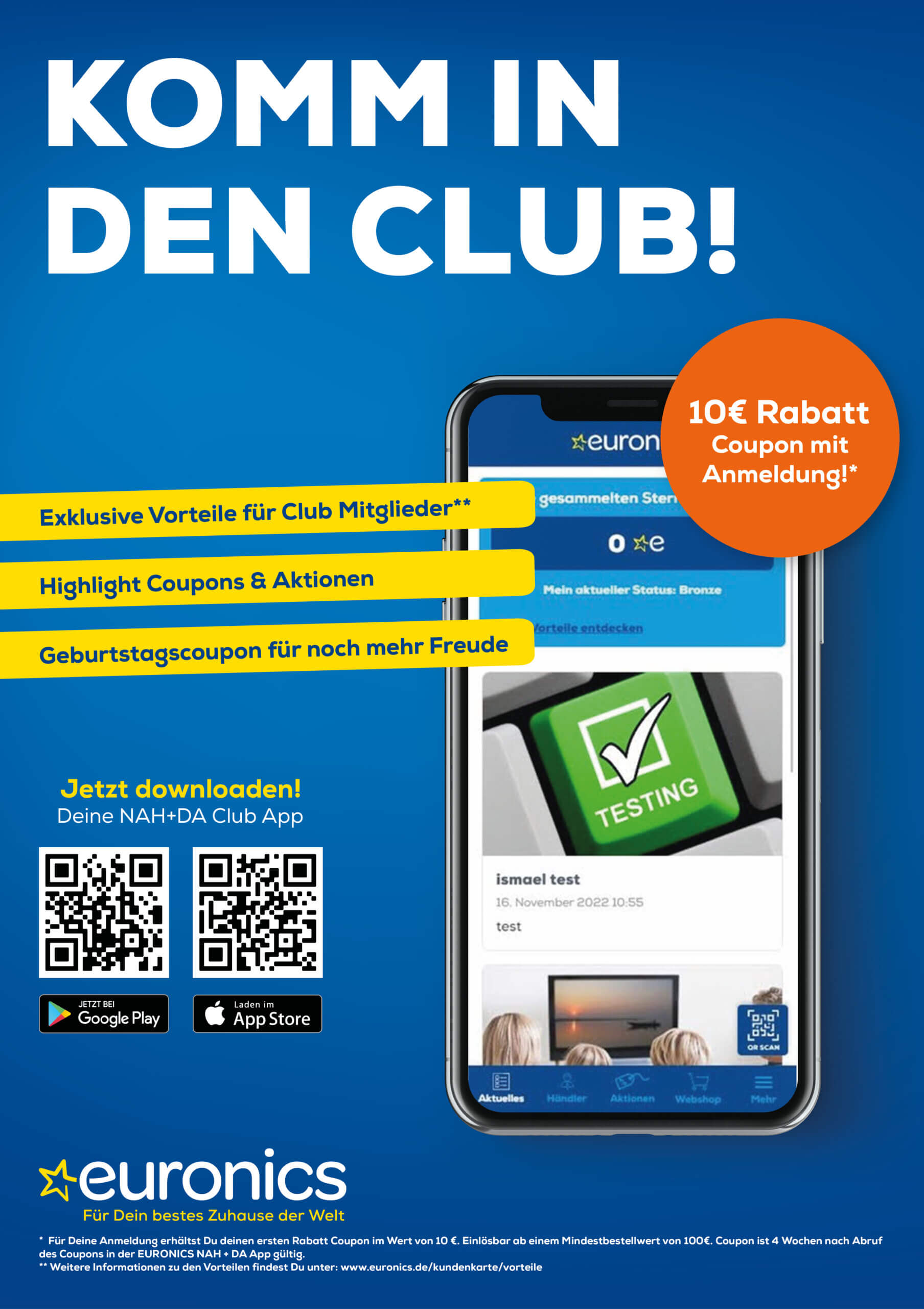Erfolgreiche Loyalty-App: Euronics Club mit 10€ Rabatt, Coupons und Geburtstagsgeschenk