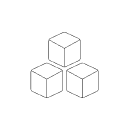 Isometrische Würfel – Modulares 3D-Icon Isometrische Würfel, modulares 3D-Icon mit weißer Sticker-Kontur