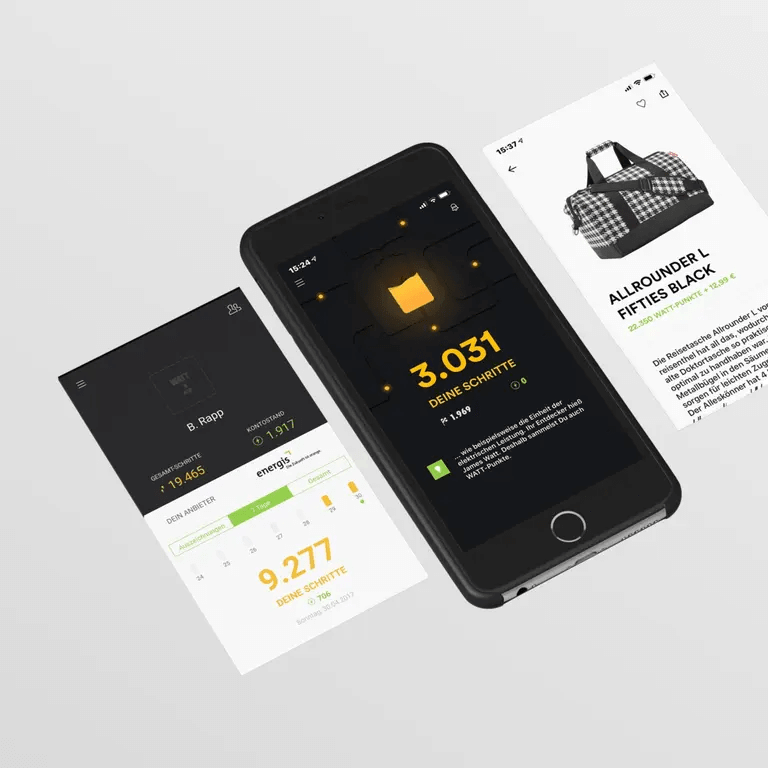 Loyalty‑Plattform: Mobiles Dashboard mit Analysen und Produktkarte