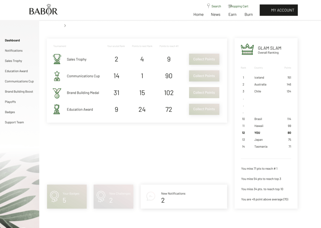 Dashboard mit verschiedenen Metriken und Grafiken zur Analyse von Loyalitätsdaten