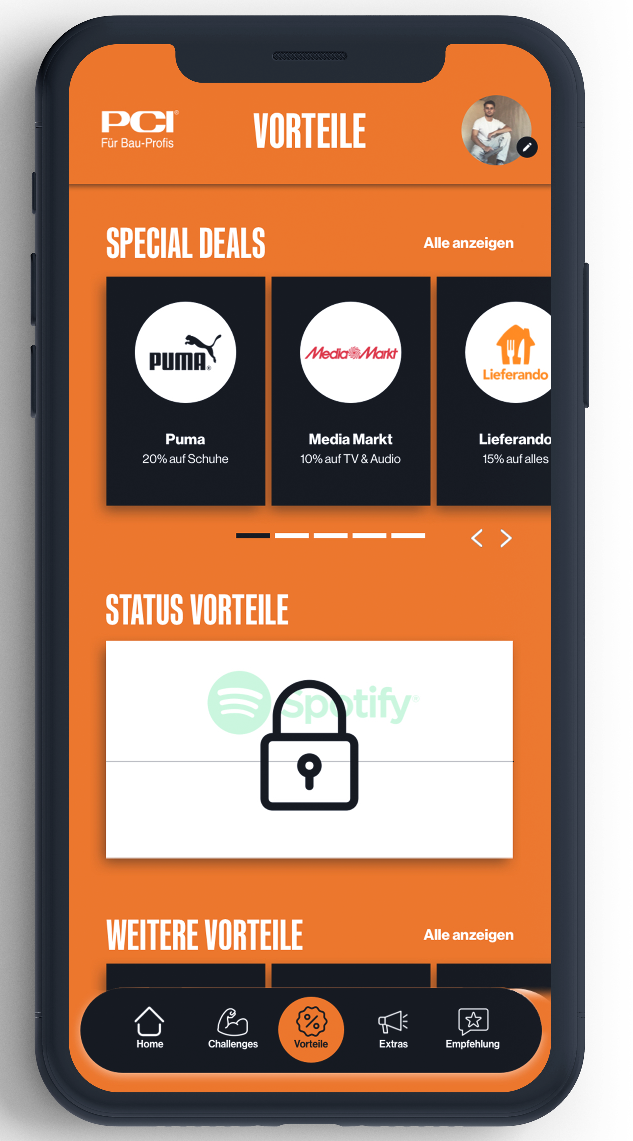 PCI App Vorteile: Sonderangebote, Partner‑Logos und gesperrte Spotify‑Extras