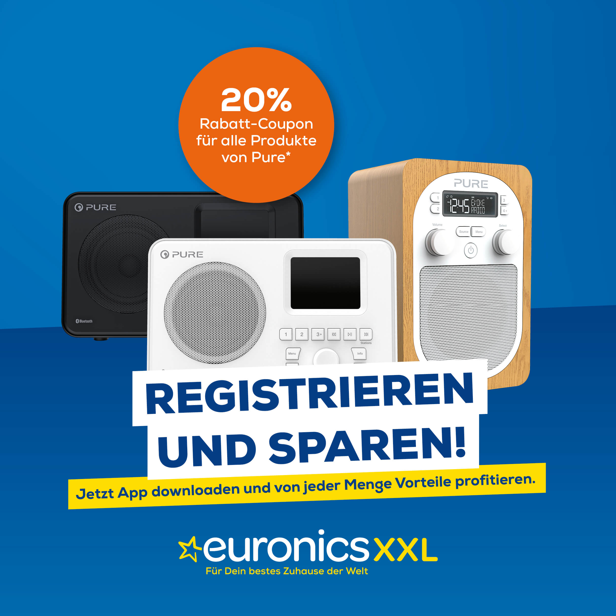 20% Pure Rabatt, Erfolgreiche Loyalty-App von Euronics XXL, jetzt registrieren