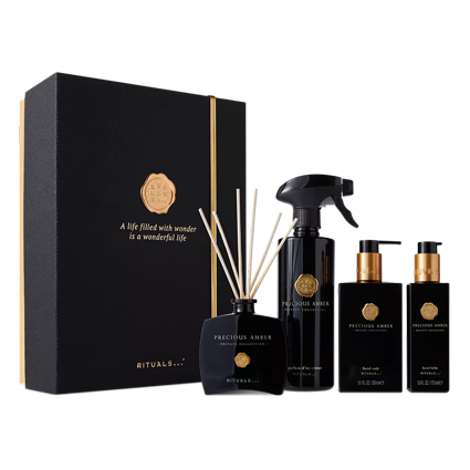 Luxuriöses Schwarz-Gold Duftset mit Geschenkbox, Reed-Diffuser, Sprüh- und Pumpflaschen