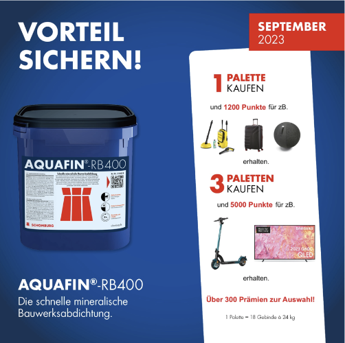 Aquafin RB400: Prämienaktion bei Kauf von 1 oder 3 Paletten