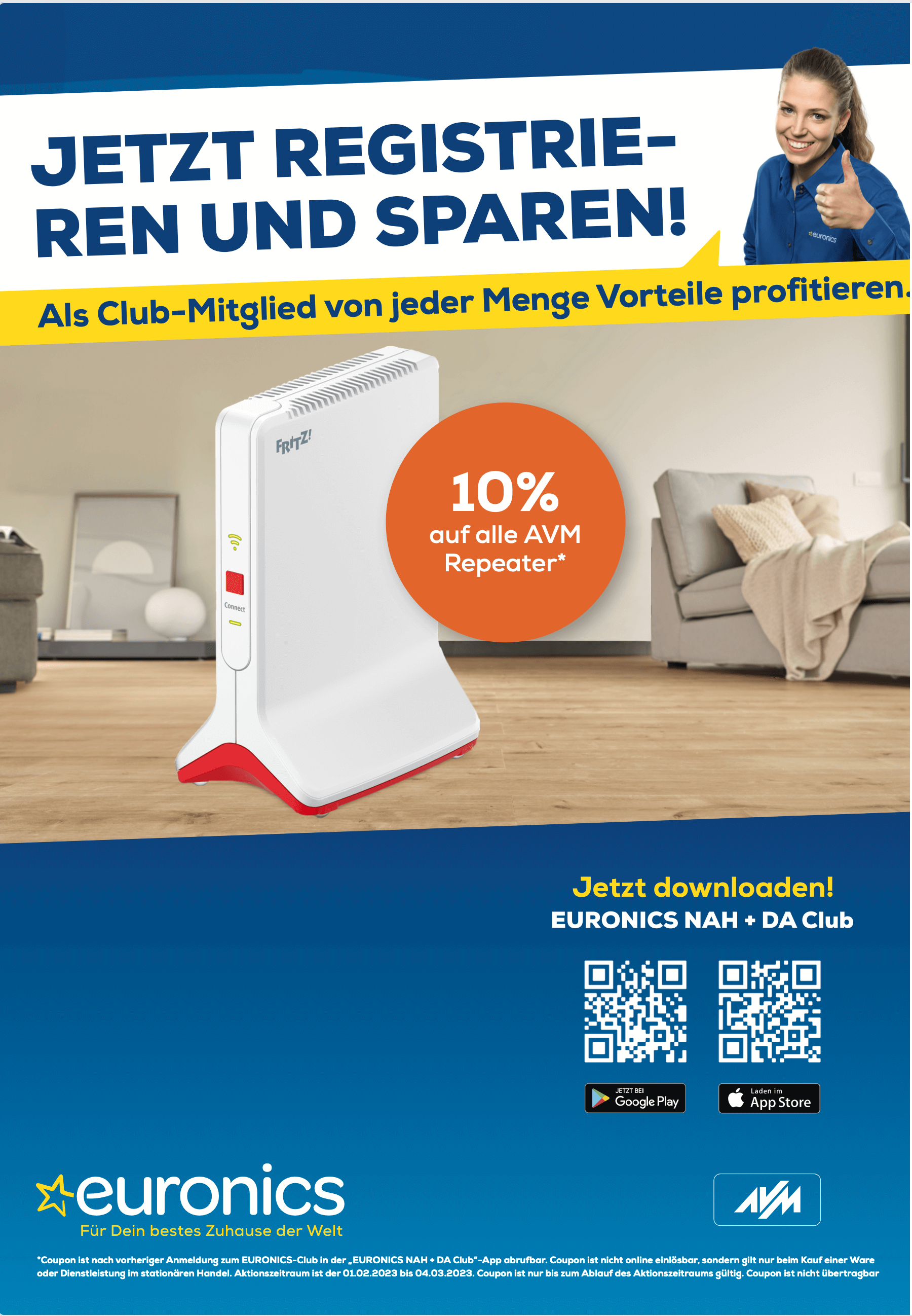 Erfolgreiche Loyalty-App: 10% auf AVM Repeater – Euronics NAH+DA Club downloaden