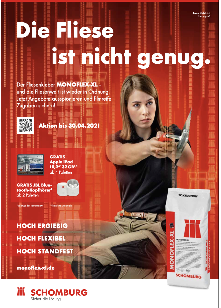 MONOFLEX-XL Fliesenkleber für Profis – hochflexibel, ergiebig, SCHOMBURG