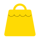 Gelbes Einkaufstaschen-Icon für Onlineshop und Webseite