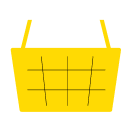 Gelbes Einkaufskorb-Icon, leeres minimalistisches Vektor-Symbol