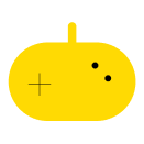 Minimalistisches gelbes Roboter-Icon in Pillenform