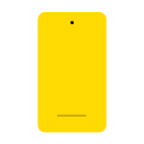 Gelbes Smartphone-Icon auf schwarzem Hintergrund, minimalistisches Design mit Kamera und Home-Indikator