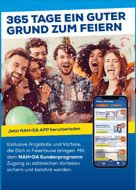 Erfolgreiche Loyalty-App NAH+DA: 365 Gründe zum Feiern, App herunterladen
