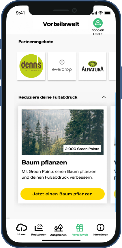 Bäume pflanzen mit Green Points – Belohnungsangebot in Nachhaltigkeits-App