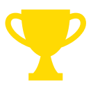 Gelbes Trophäen-Icon, Symbol für Sieg, Auszeichnung und App
