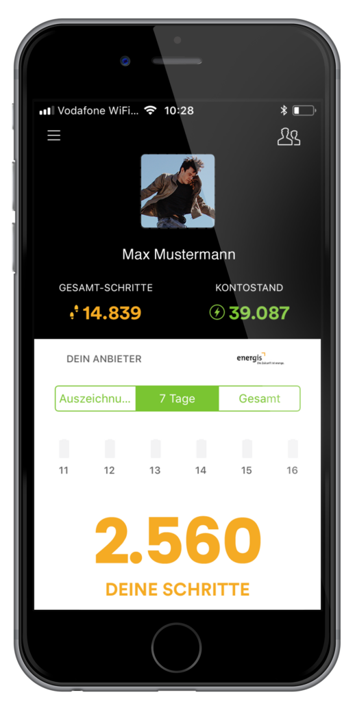 Screenshot der WFD-App mit einem Fokus auf das Treueprogramm und Benutzeroberfläche