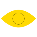 Gelbes Auge-Icon, minimalistisches Symbol für Aufmerksamkeit und Überwachung