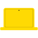 Gelbes minimalistisches Laptop-Icon, flaches UI-Symbol mit Webcam-Punkt