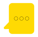 Gelbe Sprechblase mit drei Punkten – Chat-Icon