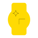 Gelbes minimalistisches Uhr-Icon mit Glanz